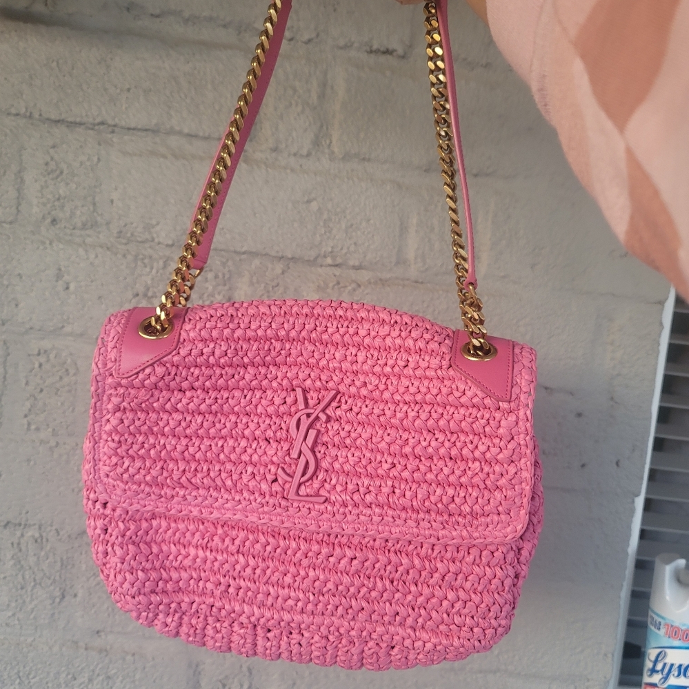 YSL Pink Raffia Bag - Picture 12 of 16